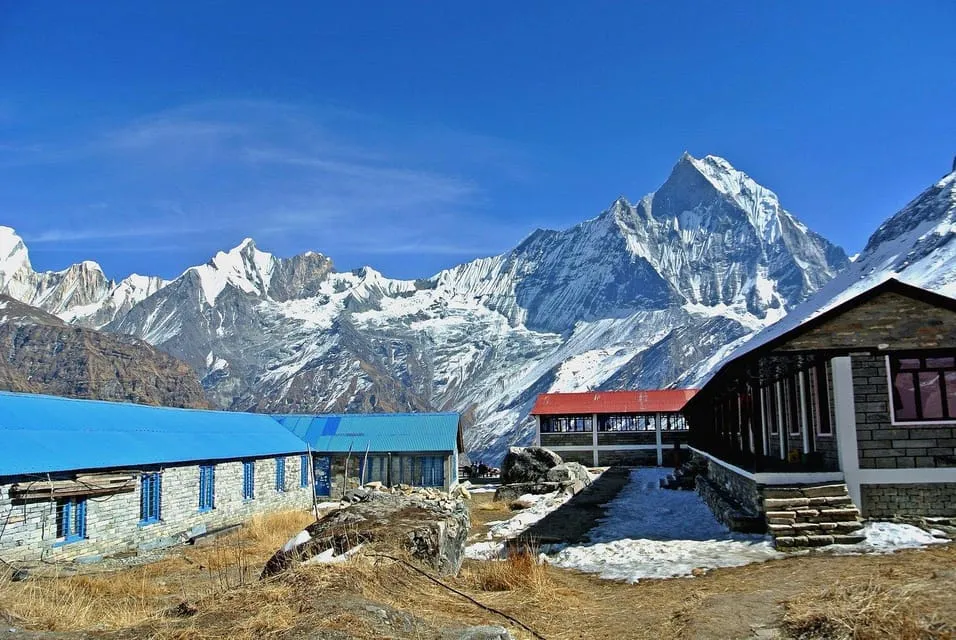 Annapurna Base Camp with Machapuchare in the background